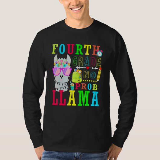 先生のための4年生問題なしラマの新学期 Tシャツ (正面)