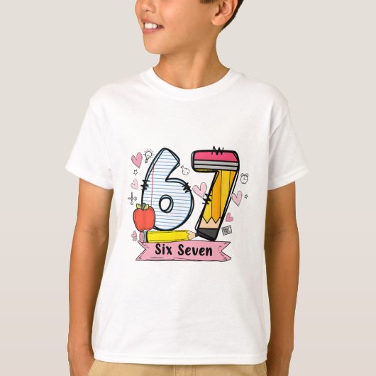 先生のための67シャツ 67のミーム 女性教師 六七 Tシャツ (正面)