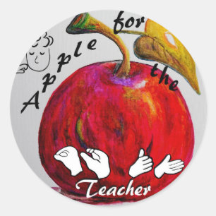 先生のためのASL Apple ラウンドシール