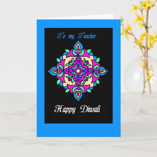 先生のためのDiwaliの挨拶状 カード (黄色い花)