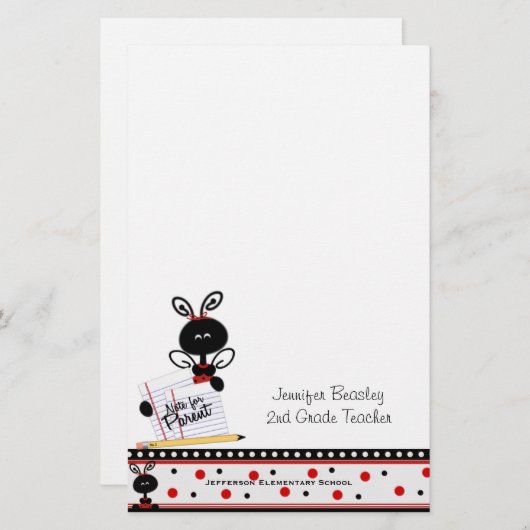 先生のてんとう虫の文房具 便箋 (正面/裏面)