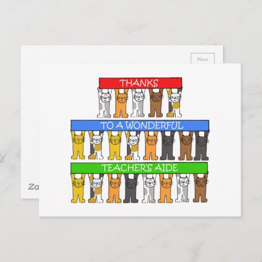 先生のアシスタントへ漫画の猫たち ポストカード (正面/裏面)