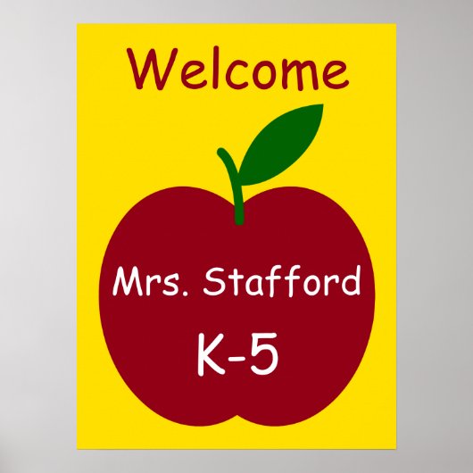 先生のアップルパーソナライズされた歓迎 ポスター (正面)