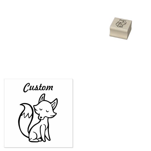 先生のカスタマイズ可能なスタンプ – キツネ ラバースタンプ (押印)