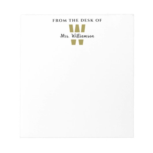 先生のカスタムネーム モノグラム 〇〇の机から ノートパッド (正面)