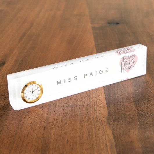 先生のギフトの水彩画のハート デスクネームプレート (側面)