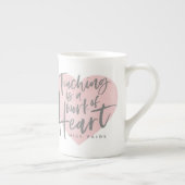 先生のギフトの水彩画のハート ボーンチャイナマグカップ (右)