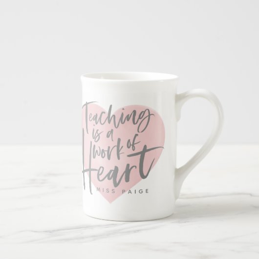 先生のギフトの水彩画のハート ボーンチャイナマグカップ (右)