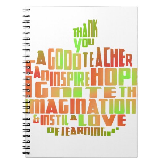 先生のギフトの記念品のAppleの引用文は感謝していしています ノートブック (正面)