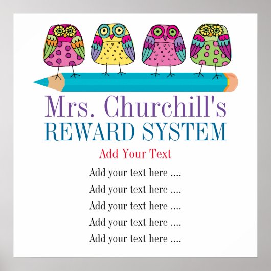 先生のクラスルームの規則/報酬/管理 ポスター (正面)