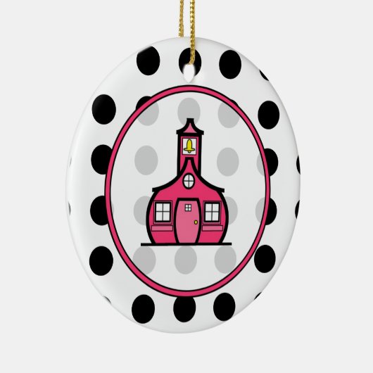 先生のクリスマスのオーナメント-水玉模様及びピンク セラミックオーナメント (右)