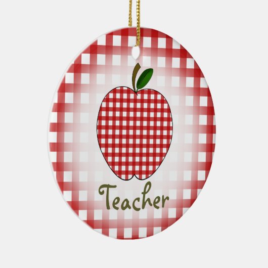 先生のクリスマスのオーナメント-赤いGignham Apple セラミックオーナメント (右)