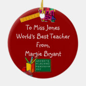 先生のクリスマスオーナメントテンプレート セラミックオーナメント (裏面)