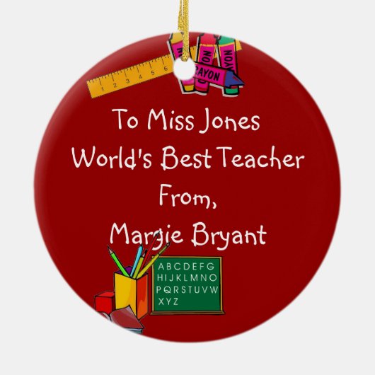 先生のクリスマスオーナメントテンプレート セラミックオーナメント (裏面)