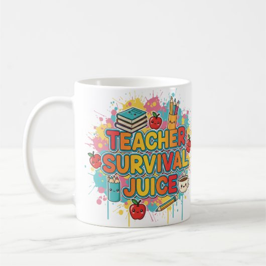 先生のサバイバルジュース - 面白い教師用マグカップ コーヒーマグカップ (左)
