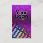 先生のシンプル名前レインボーグリッタークレヨン 名刺 (正面)