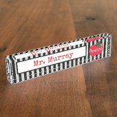 先生のストライプのなAppleの机用ネームプレート デスクネームプレート (側面)