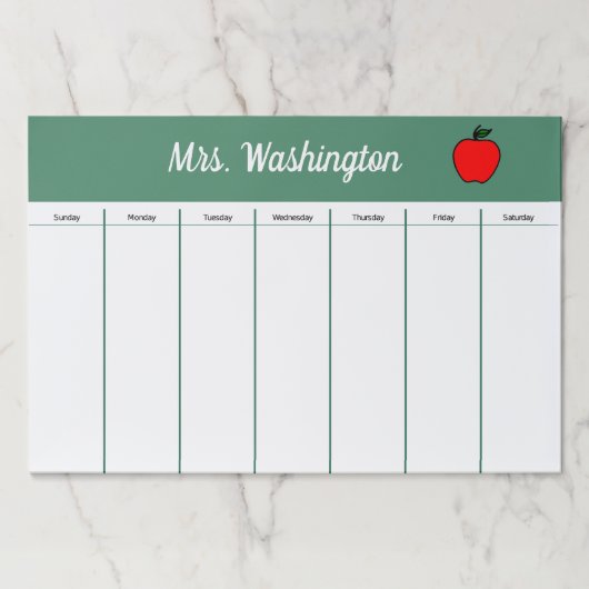 先生のデスクウィークリースケジュールプランナーノートパッド ペーパーパッド (正面)