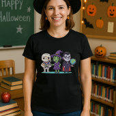 先生のハロウィン かわいいミイラ・魔女・吸血鬼 Tシャツ