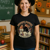 先生のハロウィーン歴史にまつわる猫と巻物 Tシャツ