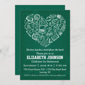 先生のハートの退職のパーティの招待状 招待状 (正面/裏面)