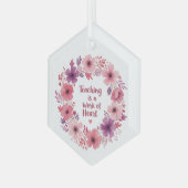 先生のハート花 ガラスオーナメント (正面左)