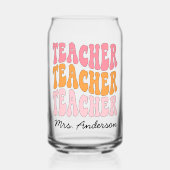 先生のパーソナライズされた評価と名前レトロ ガラス缶 (正面)