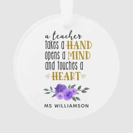 先生のパーソナライズされた金ゴールド謝礼 オーナメント (裏面)