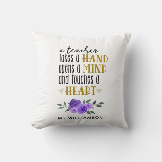 先生のパーソナライズされた金ゴールド謝礼 クッション (正面)