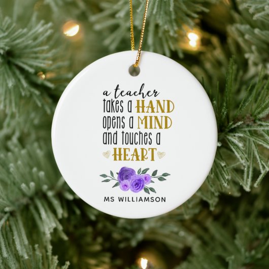 先生のパーソナライズされた金ゴールド謝礼 セラミックオーナメント (ツリー)