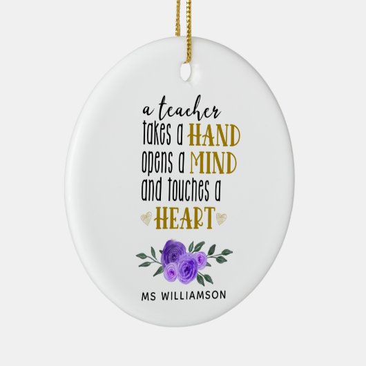 先生のパーソナライズされた金ゴールド謝礼 セラミックオーナメント (右)