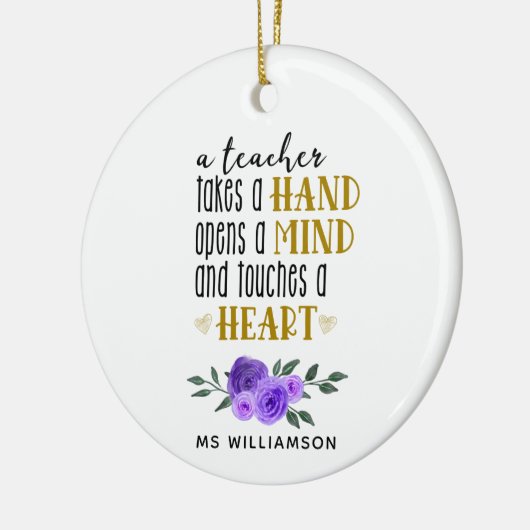 先生のパーソナライズされた金ゴールド謝礼 セラミックオーナメント (左)