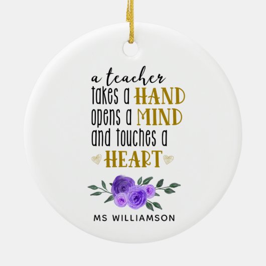 先生のパーソナライズされた金ゴールド謝礼 セラミックオーナメント (裏面)