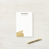 先生のパーソナライズな金ゴールドAppleの机から ポストイット (デスク上)