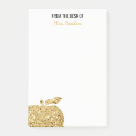 先生のパーソナライズな金ゴールドAppleの机から ポストイット