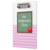 先生のピンクのシェブロンの黒板のクリップボード クリップボード (左)