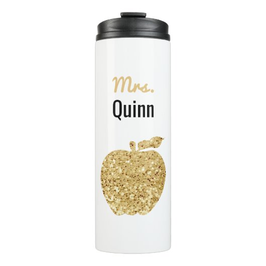 先生のフェイクなスパンコールの金ゴールドのAppleのパーソナライズな魅力 タンブラー (正面)