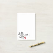 先生のベストの赤いりんごのハートのことわざ ポストイット (デスク上)