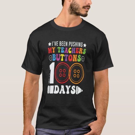 先生のボタンを100日間押してきました 紅茶 Tシャツ (正面)