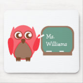 先生のマウスパッド-黒板の赤いフクロウ マウスパッド (正面)