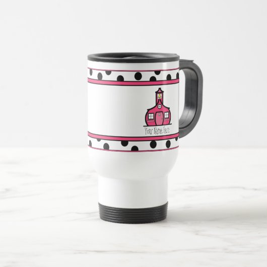 先生のマグ-水玉模様のタンブラー トラベルマグ (正面右)