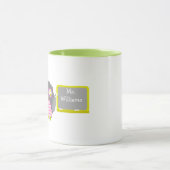 先生のマグ-黒板のシェブロンのピンクの灰色のフクロウ マグカップ (中央)