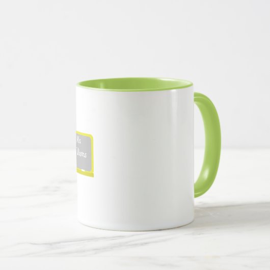 先生のマグ-黒板のシェブロンのピンクの灰色のフクロウ マグカップ (正面右)