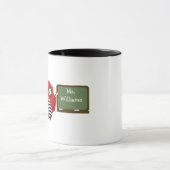 先生のマグ-黒板のシェブロンの黒い赤いフクロウ マグカップ (中央)