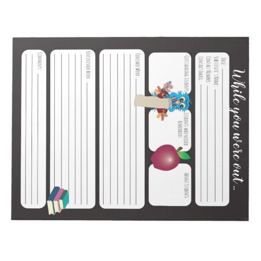 先生のメモ帳から出ている間の型枠の置き換え ノートパッド (正面)