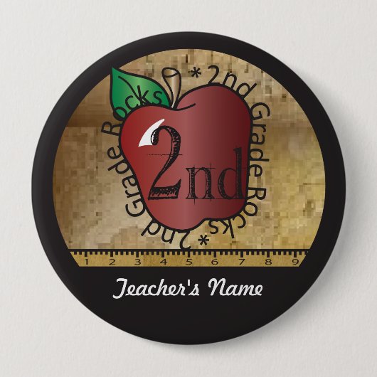 先生のヴィンテージスタイルの第2グレードのボタンピン 缶バッジ (正面)