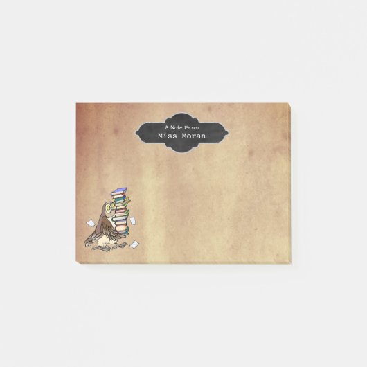 先生の一流のヴィンテージの紙|のパーソナライズなフクロウ ポストイット (正面)