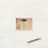 先生の一流のヴィンテージの紙|のパーソナライズなフクロウ ポストイット (デスク上)