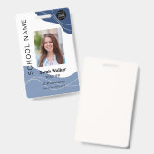 先生の写真ID （従業員の学生の埃っぽい青） バッジ (正面＆裏面)