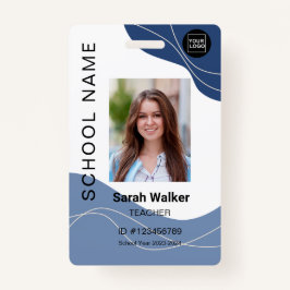 先生の写真ID （従業員の学生の埃っぽい青） バッジ